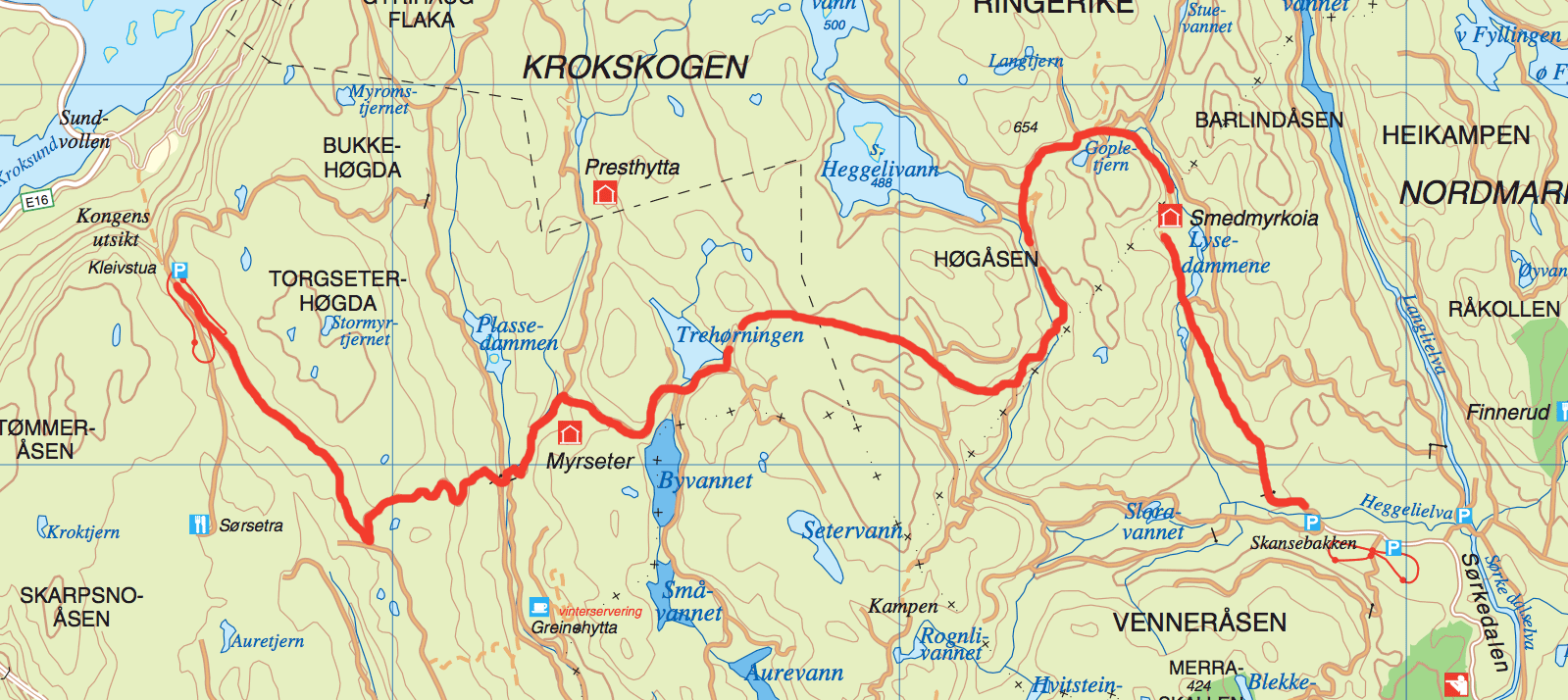 Kart Krokskogen - Nordmarka