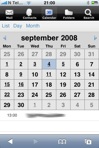 Zimbra på iPhone - Kalender